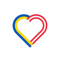 unity concept. heart ribbon icon of ukrainian and austrian flags. vector illustration isolated on white background