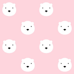 Bears pattern. Christmas seasonal background, gift wrap paper design. Polar bear animals cartoon cute baby fabric swatch illustration. Pink and white cute animals ornament.