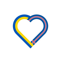 unity concept. heart ribbon icon of ukraine and iceland flags. vector illustration isolated on white background
