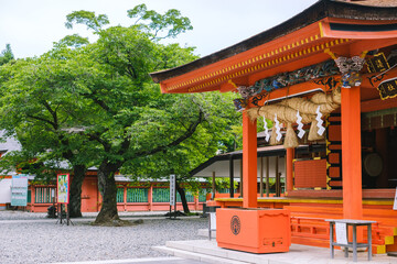 The garden in front of the Shinto Shrine in Fujinomiya City, Japan