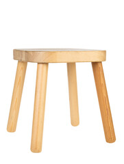 Wooden stool isolated on white background. small round chair isolated