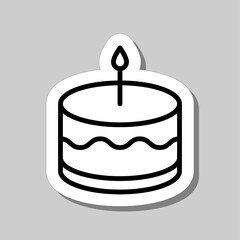 Cake simple icon vector. Flat design. Sticker with shadow on gray background.ai