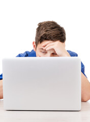 Sad Young Man with Laptop