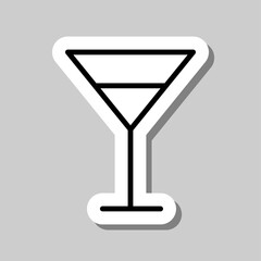 Cocktail glass simple icon vector. Flat design. Sticker with shadow on gray background.ai