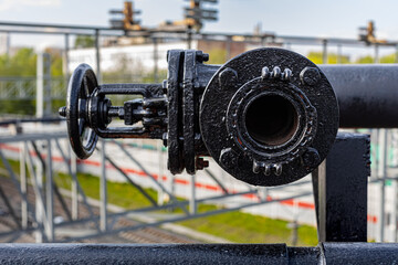 water supply tap with valve on the street on the bridge