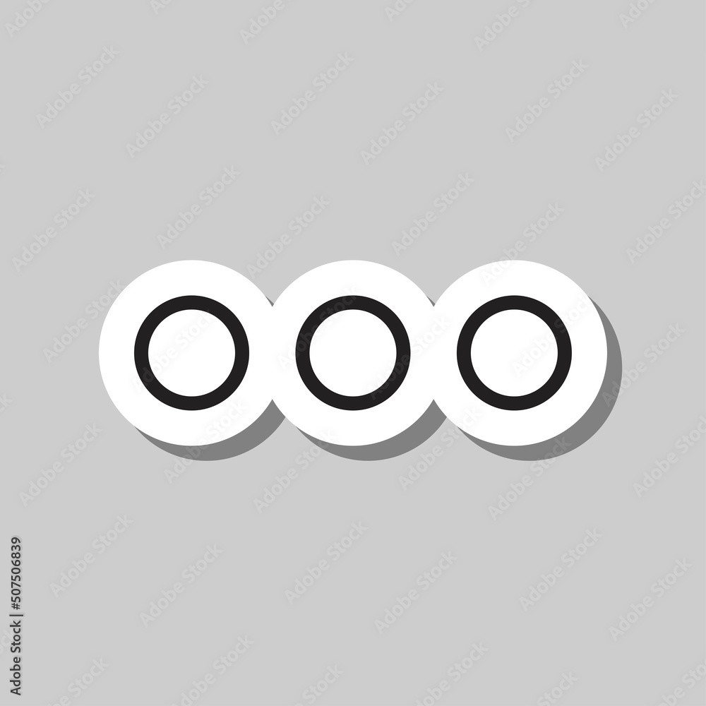 Poster ellipsis, three dots simple icon vector. flat design. sticker with shadow on gray background.ai