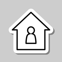 Human, house simple icon vector. Flat design. Sticker with shadow on gray background.ai