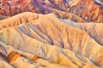 Death Valley Zabriskie Point iconic ripples of color at sunrise
