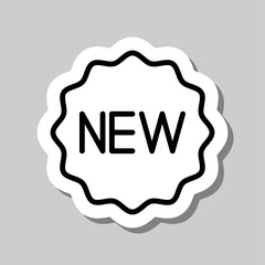 New badge simple icon vector. Flat design. Sticker with shadow on gray background.ai