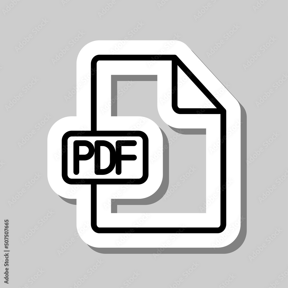 Poster pdf file simple icon vector. flat design. sticker with shadow on gray background.ai