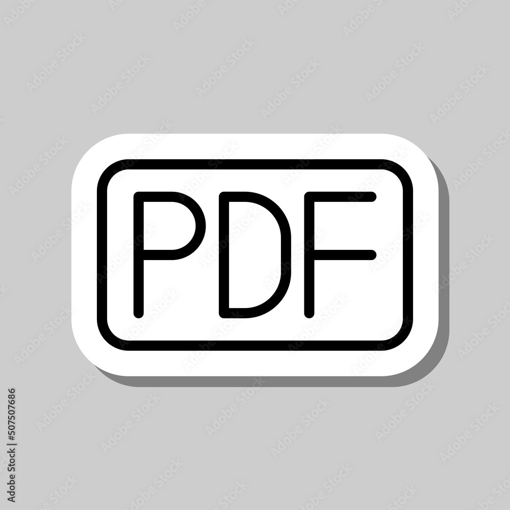 Poster pdf simple icon vector. flat design. sticker with shadow on gray background.ai