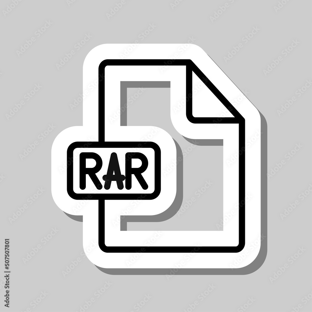 Aufkleber rar file simple icon vector. flat design. sticker with shadow on gray background.ai