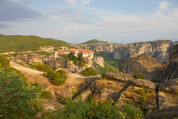 The typical monasteries of Meteora, Greece