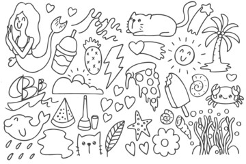 Set of various doodles art
