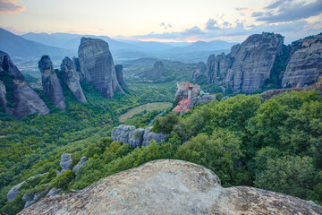 The typical monasteries of Meteora, Greece