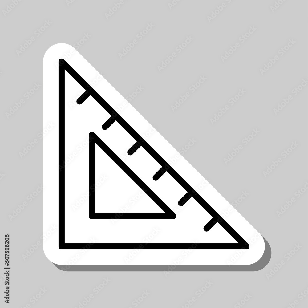 Aufkleber triangle ruler simple icon vector. flat design. sticker with shadow on gray background.ai