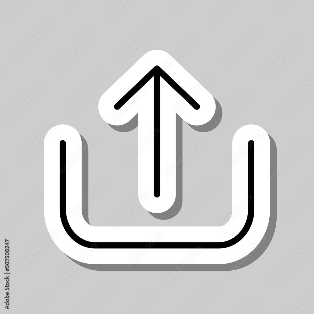 Poster upload simple icon vector. flat desing. sticker with shadow on gray background.ai
