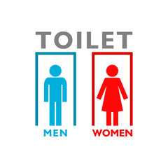Toilet icon. Male and female bathroom sign isolated on white background