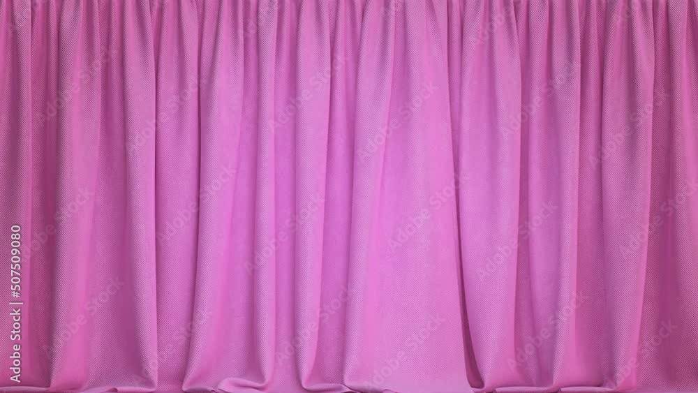 Poster realistic 3d animation of the stylish beautiful pink textured canvas curtain rendered in uhd with al