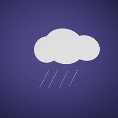 cartoon style rainy sky, weather symbol, 3d render