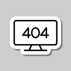 404, error simple icon, vector. Flat design. Sticker with shadow on gray background.ai