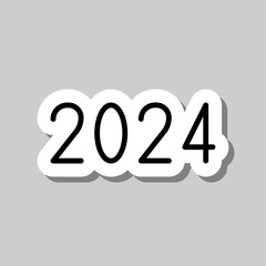 2024 simple icon vector. Flat design. Sticker with shadow on gray background.ai