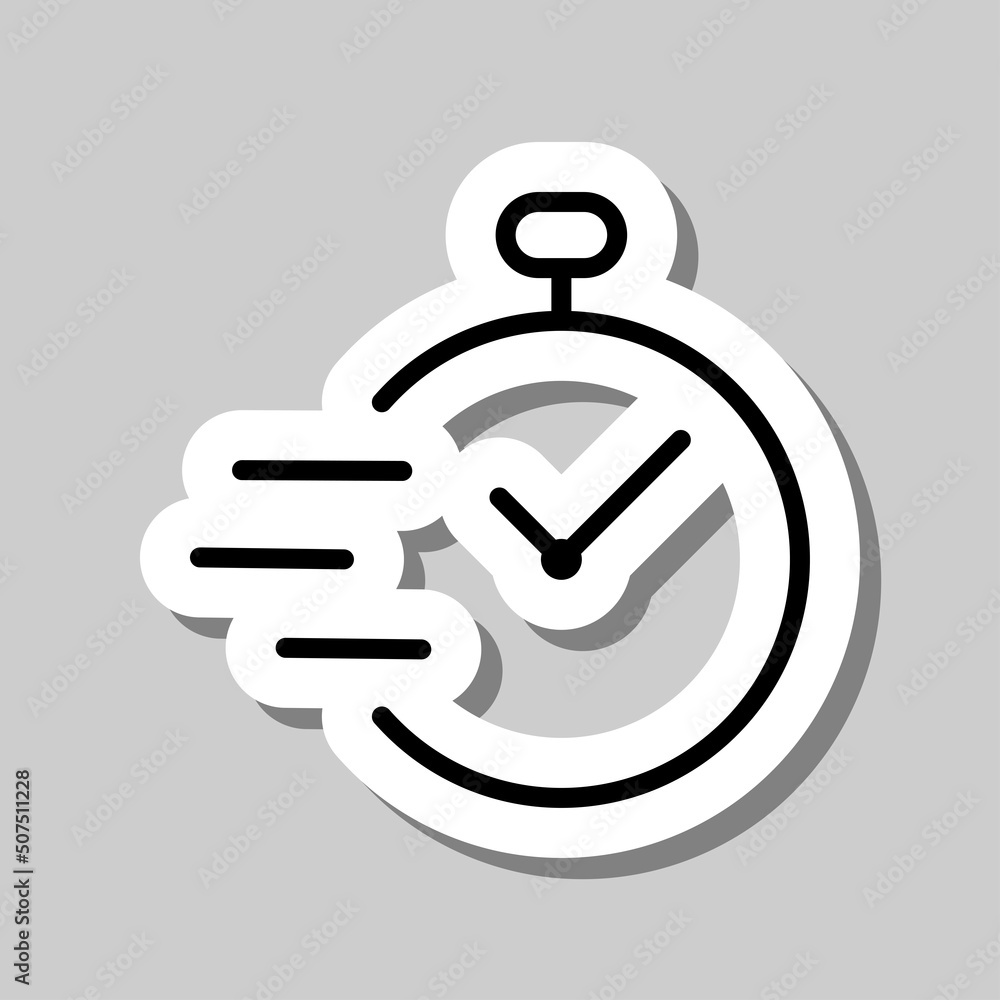 Poster clock simple icon vector. flat design. sticker with shadow on gray background.ai