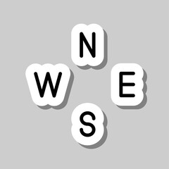 Compass simple icon vector. Flat design. Sticker with shadow on gray background.ai