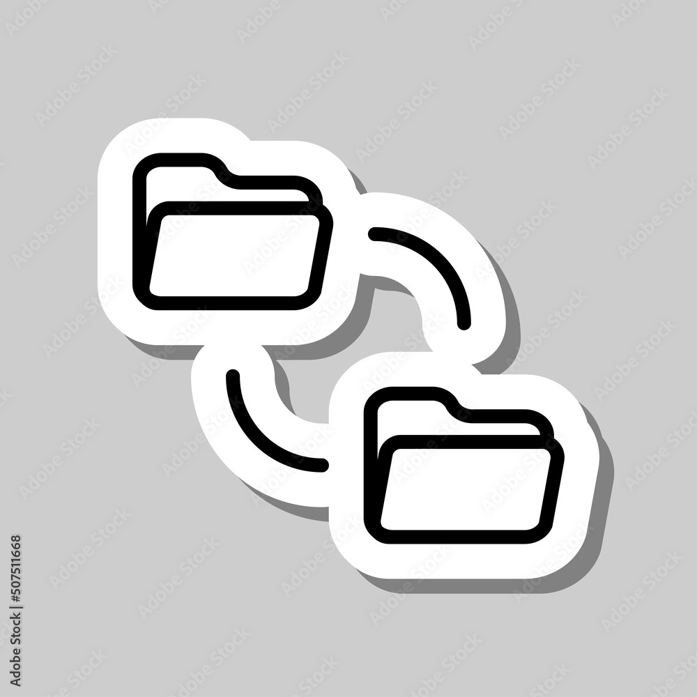 Poster data exchange simple icon vector. flat design. sticker with shadow on gray background.ai