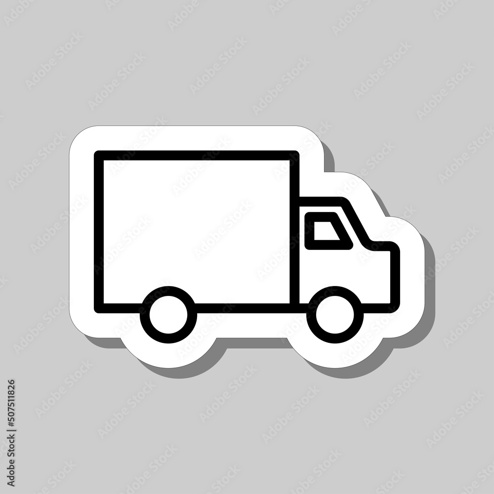 Poster delivery simple icon vector. flat design. sticker with shadow on gray background.ai