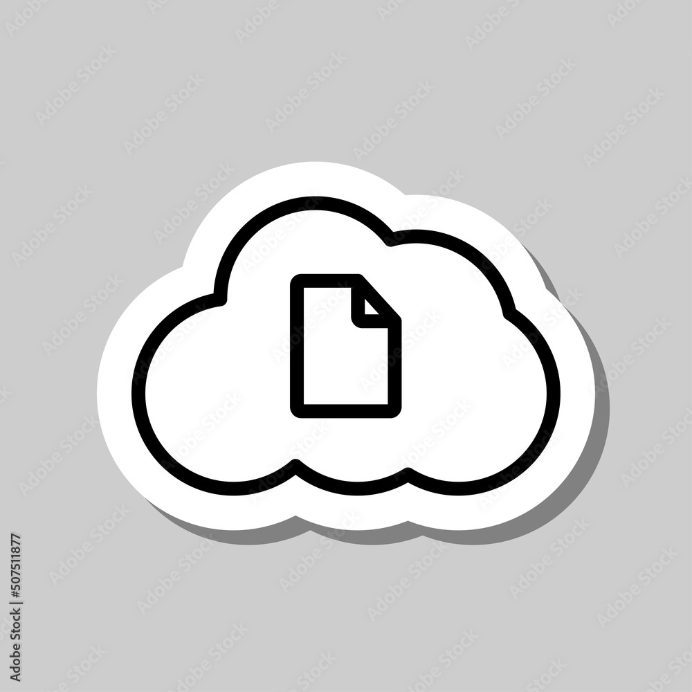 Poster document, cloud simple icon vector. flat design. sticker with shadow on gray background.ai