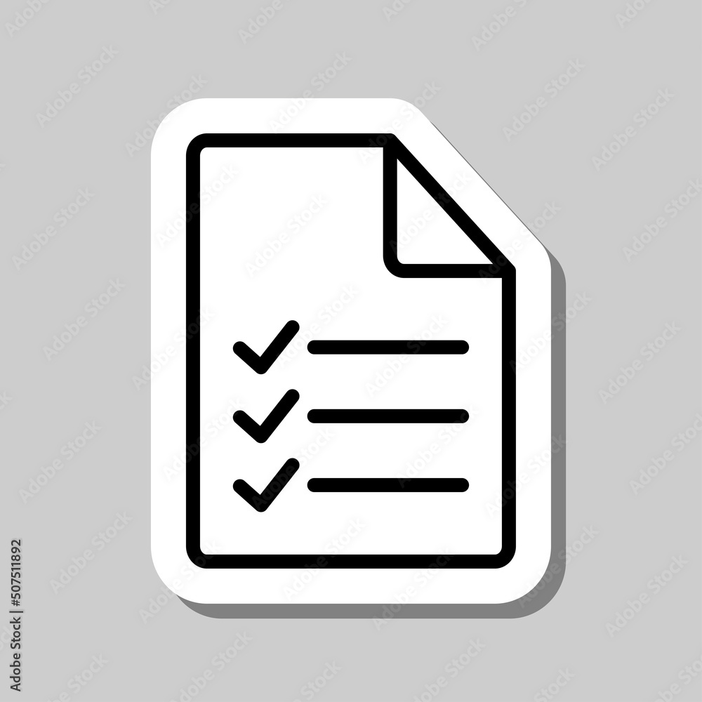 Poster document, list simple icon vector. flat design. sticker with shadow on gray background.ai