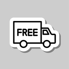 Free delivery simple icon vector. Flat design. Sticker with shadow on gray background.ai