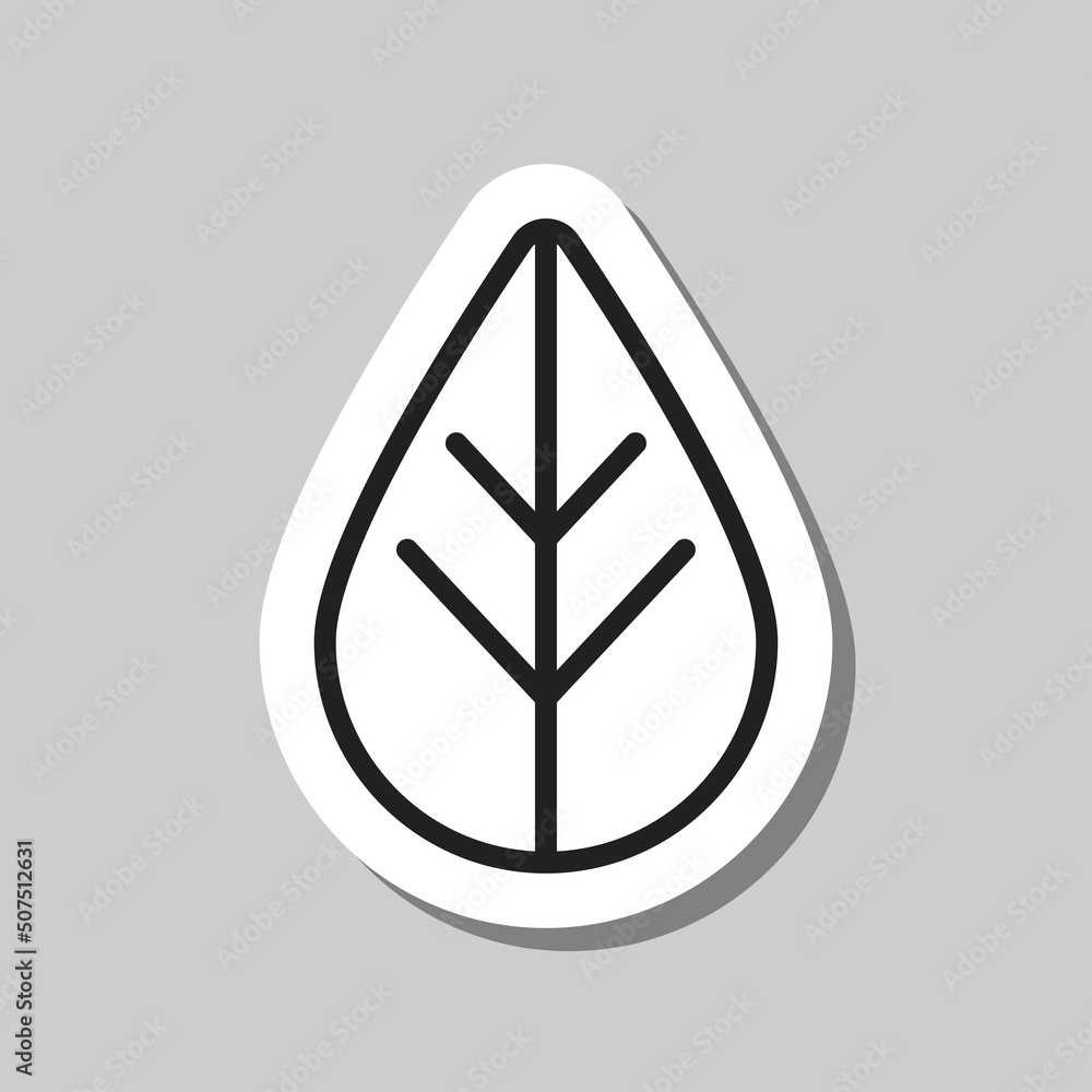 Poster leaf simple icon vector flat design. sticker with shadow on gray background.ai