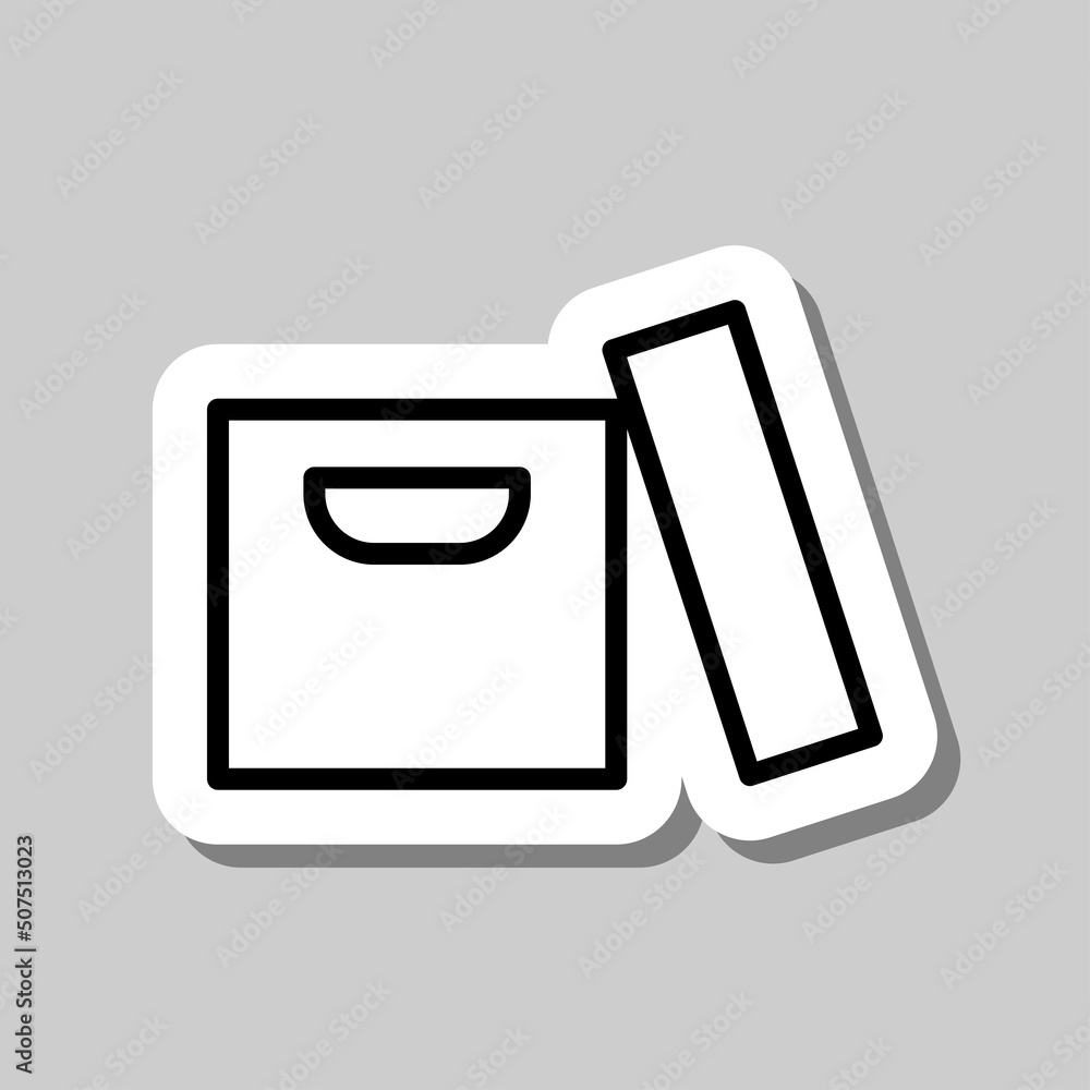 Poster open box icon vector. flat design. sticker with shadow on gray background.ai