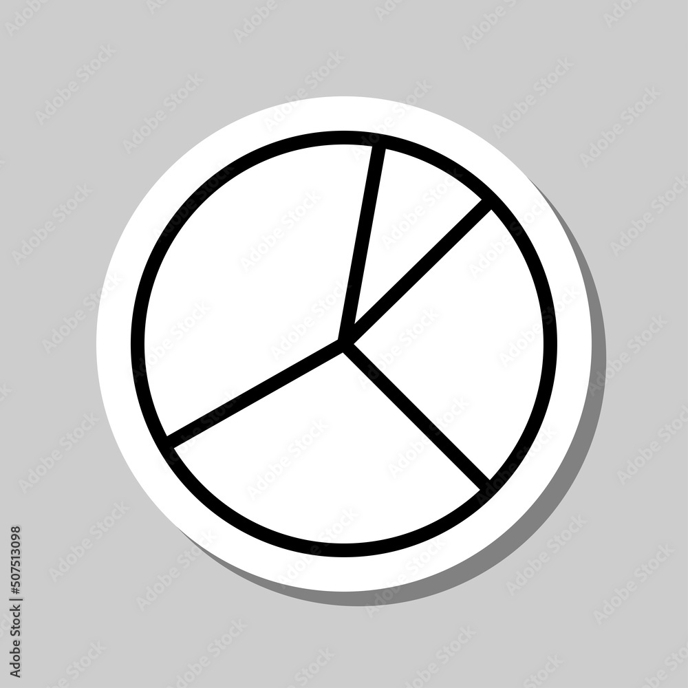 Poster pie chart, diagram simple icon vector. flat design. sticker with shadow on gray background.ai