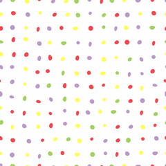 Seamless multicolor polka dot print. Dotted vector pattern. Abstract minimalistic background.	
