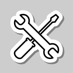 Repair simple icon vector. Flat design. Sticker with shadow on gray background.ai