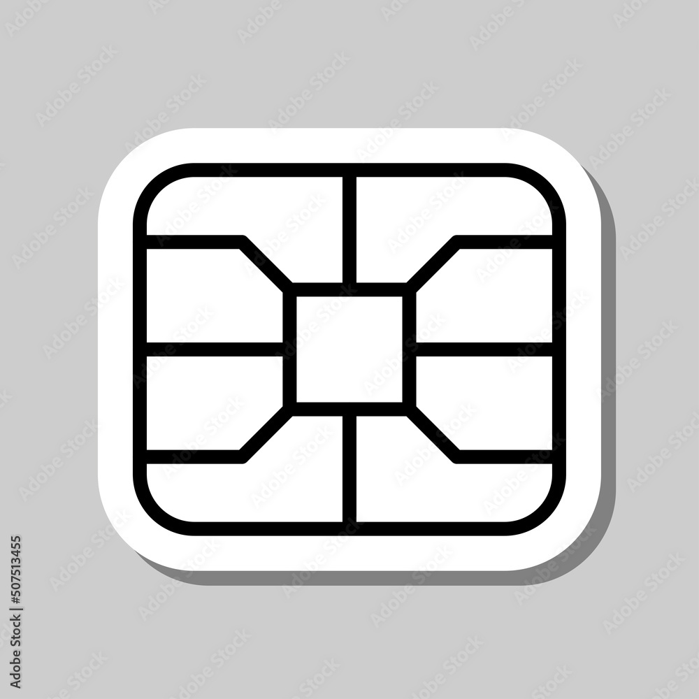 Poster sim simple icon vector. flat design. sticker with shadow on gray background.ai