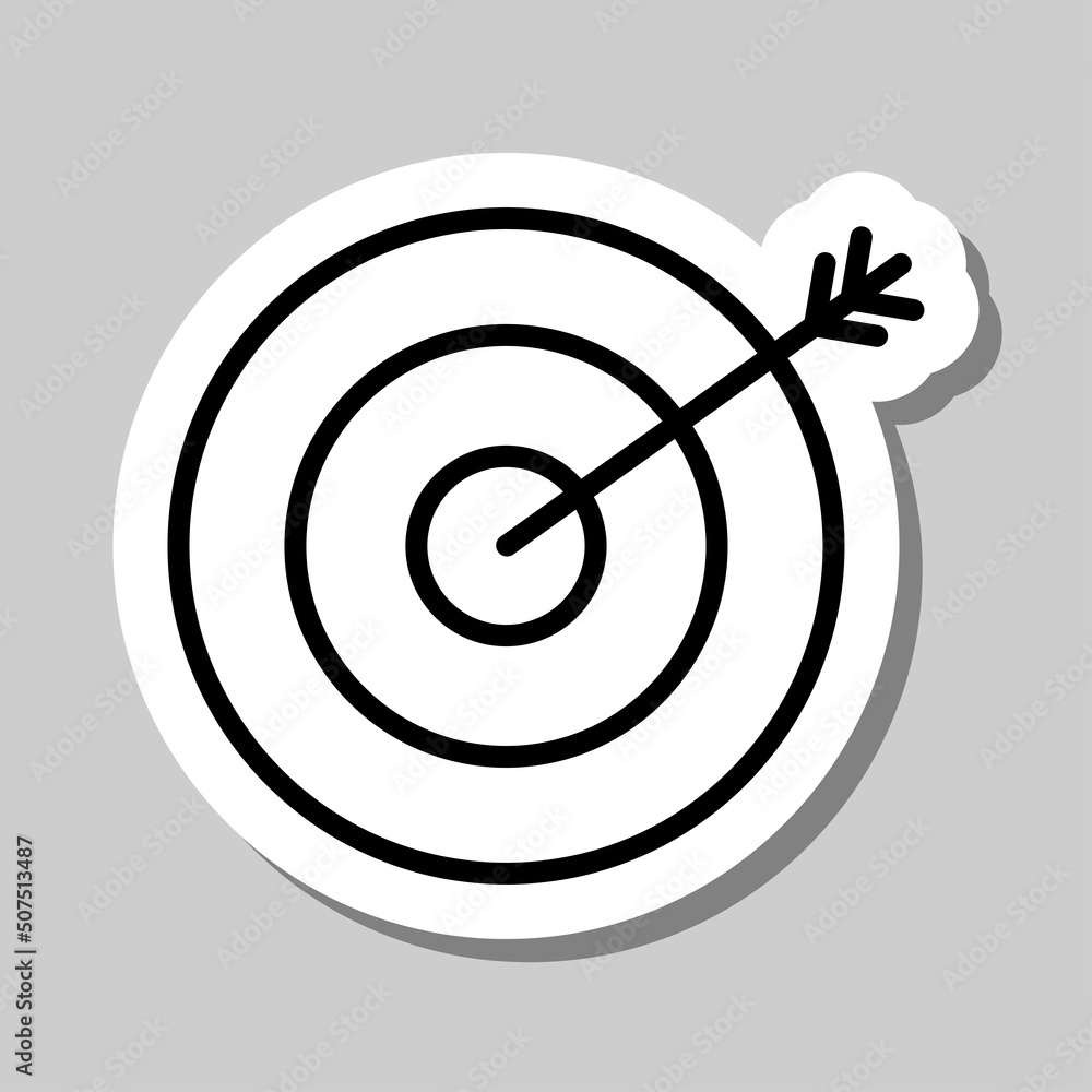 Poster target simple icon vector. flat design. sticker with shadow on gray background.ai