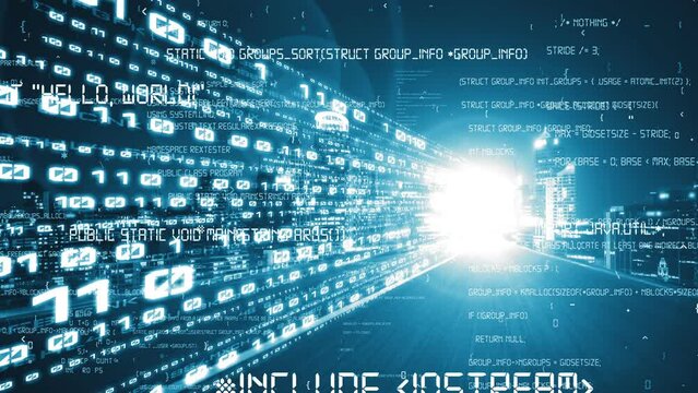 Software development, application programming code and tacit computer coding . Concept of smart digital transformation and technology disruption that changes global trends in new information era .