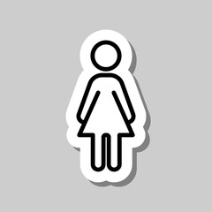 Woman simple icon vector. Flat design. Sticker with shadow on gray background.ai