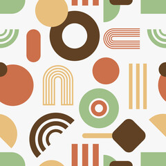 Abstract aesthetic art trendy design minimalist geometric seamless pattern on white background