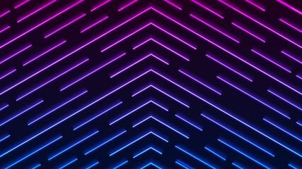 Abstract blue and purple neon lighting arrows pattern on dark background technology futuristic concept