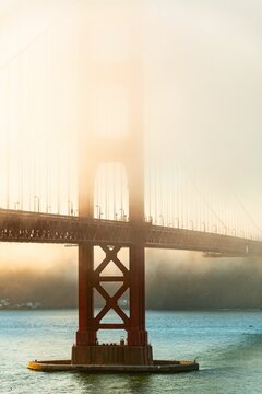 San Francisco Golden Gate Bridge fog sunset