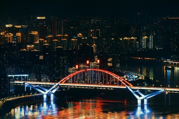 Fototapeta na wymiar Chongqing cityscape night bridge