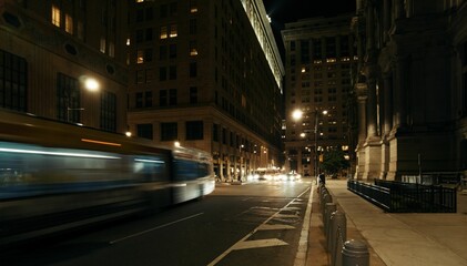 Fototapeta na wymiar Philadelphia street view at night