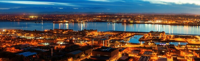 Liverpool skyline rooftop night view
