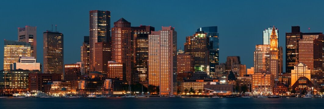 Boston skyline at night