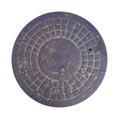Manhole cover isolated on white